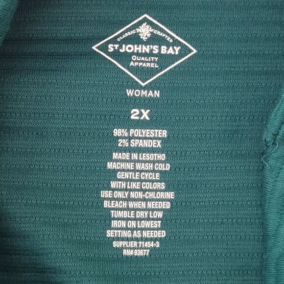 St Johns Bay Green Ribbed Mock Turtleneck Goblincore Long Sleeve Top Size 2X NWT - Picture 3 of 7